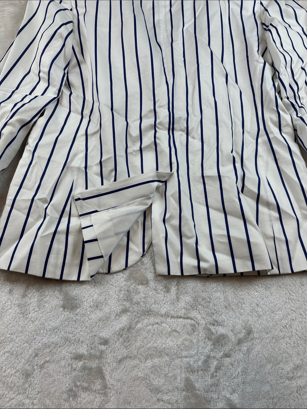 Lauren Ralph Lauren Cotton Silk White Blue Striped Blazer Jacket Women’s 4P - Picture 11 of 11